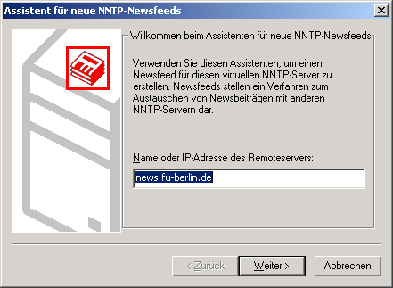 Assistent f&uuml;r neue NNTP-Newsfeeds - Name des Newsservers