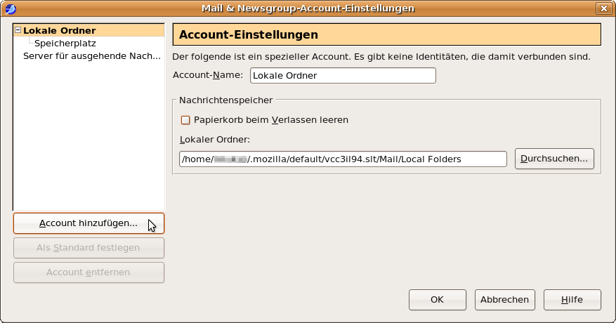 &Uuml;bersicht: Account hinzuf&uuml;gen